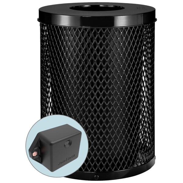 Global Industrial Round Smart Trash Can, Black, Steel, 23-1/2 in 261924BKT - main